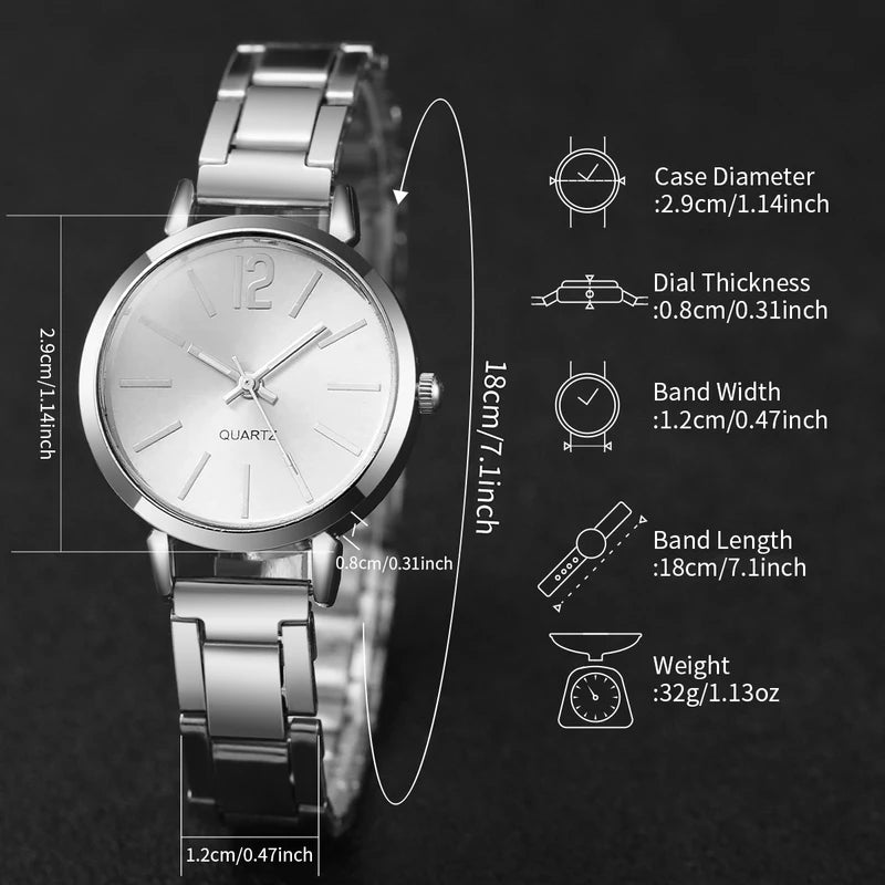 2-Pack Women's Quartz Wrist Watches with Steel Band and Cuff Bracelet Set - Multiple Colors