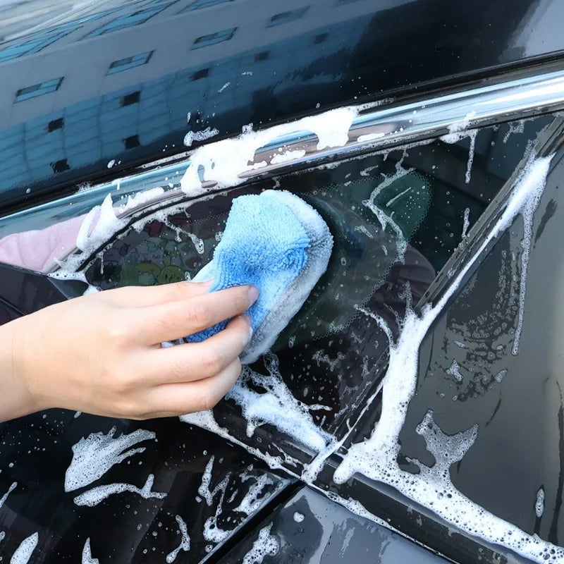 Car Microfiber Applicator Sponges for Waxing Polishing Cleaning - Reusable Soft Fabric Block Set