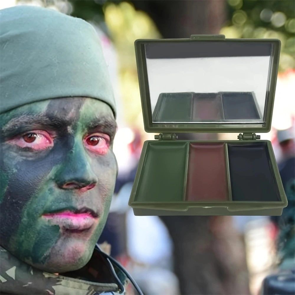 Three-Color Camouflage Face Painting Kit - Tactical Outdoor Disguise Makeup