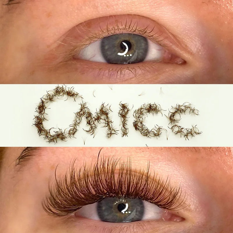 Premade Volume Lash Extensions - Brown PBT Fans, C/D Curl, 8-15mm Length