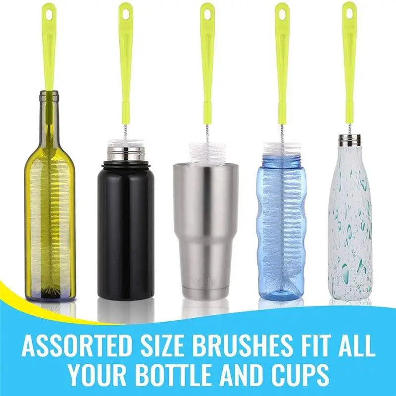 Flexible Long Handle Cleaning Brush Set for Bottles, Cups, Mugs - Household Kitchen Cleaning