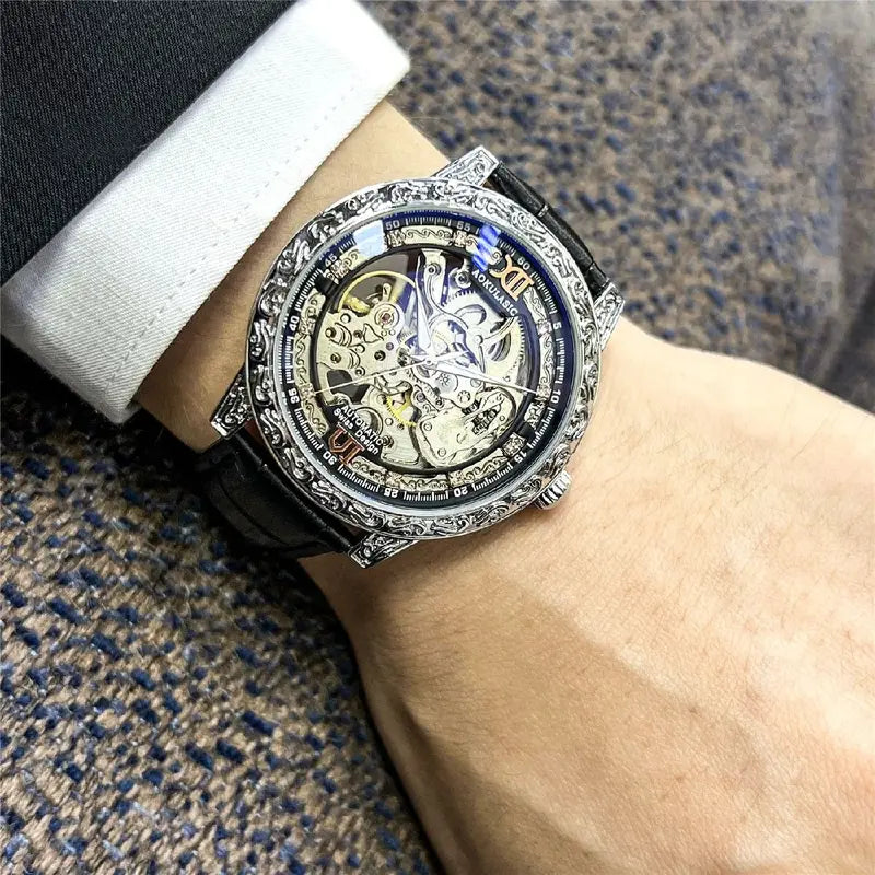 Luxury Men's Automatic Mechanical Watch - Business Casual Style, No Batteries Needed