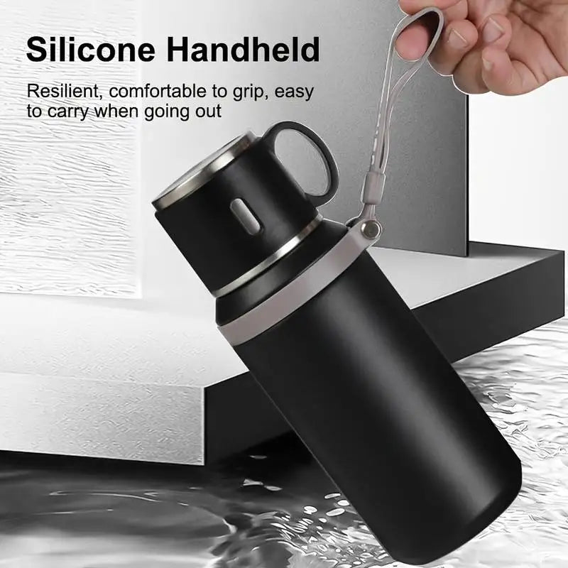 600ml Stainless Steel Travel Coffee Mug Leak-Proof Thermos Bottle for Hot & Cold Drinks