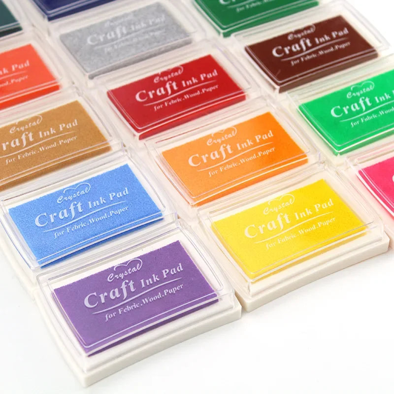 15-Color Inkpad Set for DIY Crafts Rubber Stamps Fabric Paper Scrapbooking