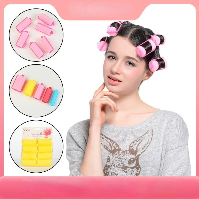 Set of 6-14 Soft Foam Hair Curlers for DIY Styling and Salon Use