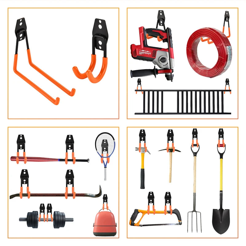 Heavy Duty Wall Mount Metal Hook Garage Organizer for Bicycle Ladder Garden Tools