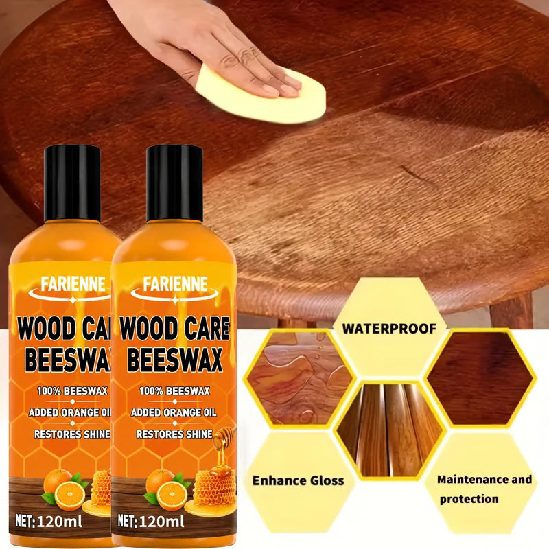 Natural Beeswax Wood Care Polish for Hardwood Floors and Furniture - Restores Shine & Waterproofing