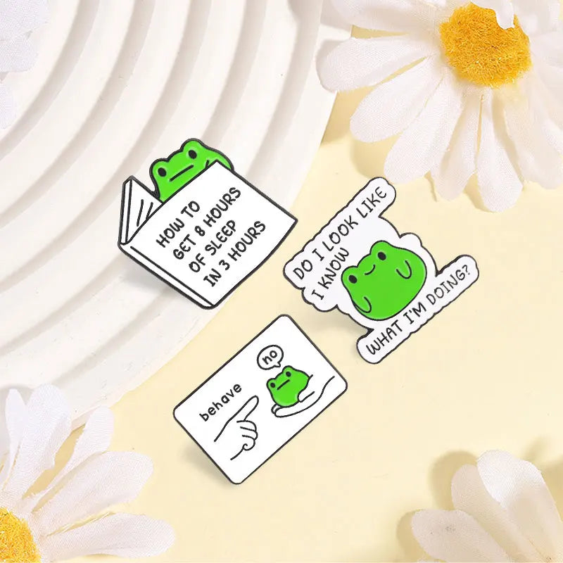 Funny Sassy Frog Enamel Pins - Sarcastic Animal Brooches for Jewelry Gift