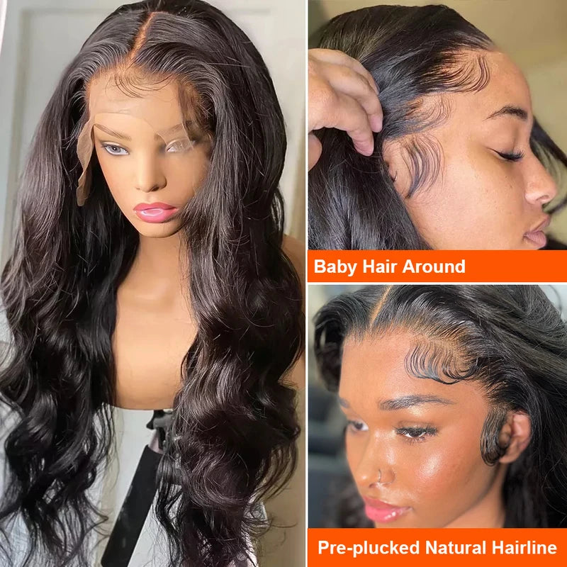 Human Hair Lace Front Wig Body Wave 13x5 HD Transparent Lace T Part 180D Density