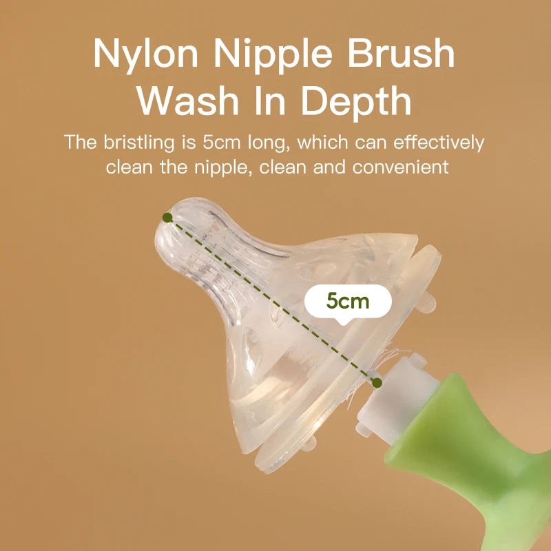 Baby Feeding Bottle Nipple & Pacifier Brush Set with Suction Cup - 2 in 1 Cleaning Tool