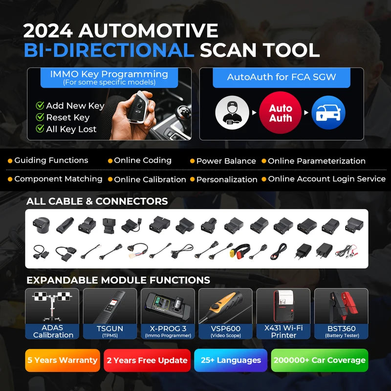 All System Car Diagnostic Scanner with ECU Coding & Reset Functions - Automotive OBD2 Tool