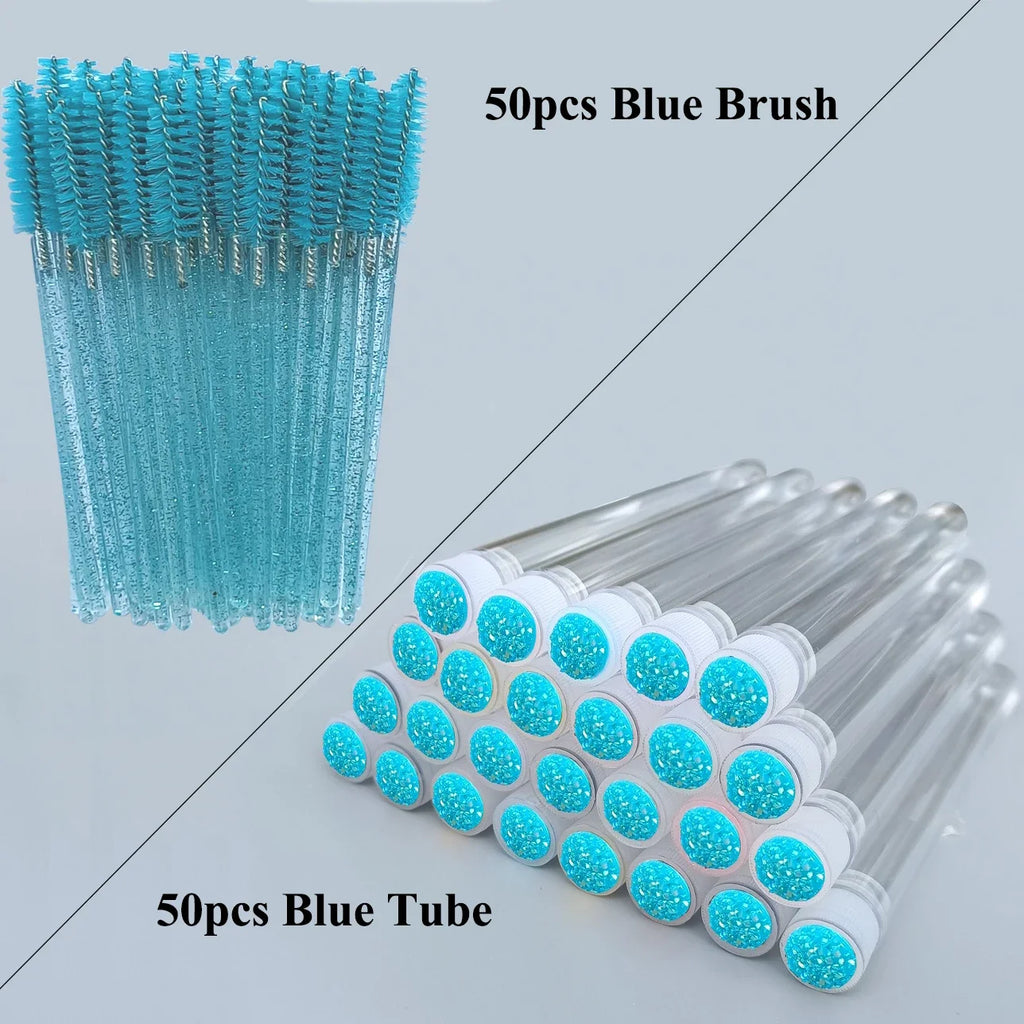 50PCS Reusable Eyelash Brush Tube with Micro Drill for Eyelash Extension and Eyebrow Application