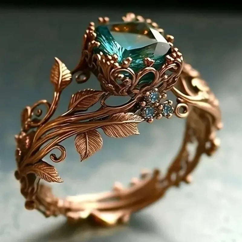 Vintage Alloy Green Zircon Ring - Creative Totem Jewelry for Men & Women