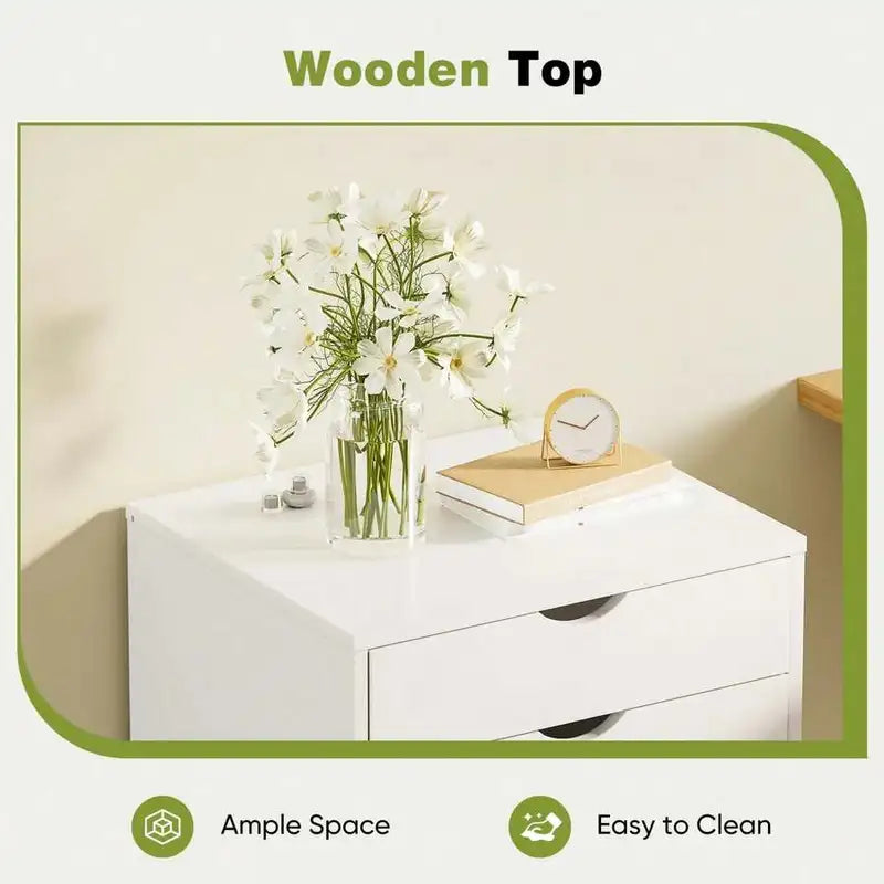 7-Drawer Portable Storage Cabinet on Wheels for Office Bedroom Organization, White