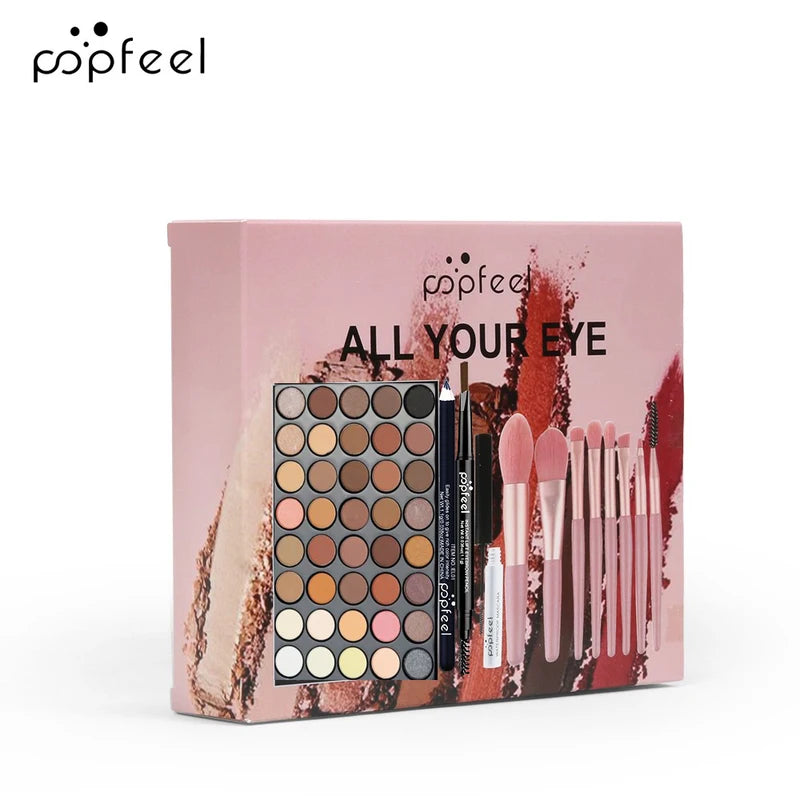 40-Color Eye Makeup Palette Set with Eyebrow Pencil Eyeliner Mascara & Brushes