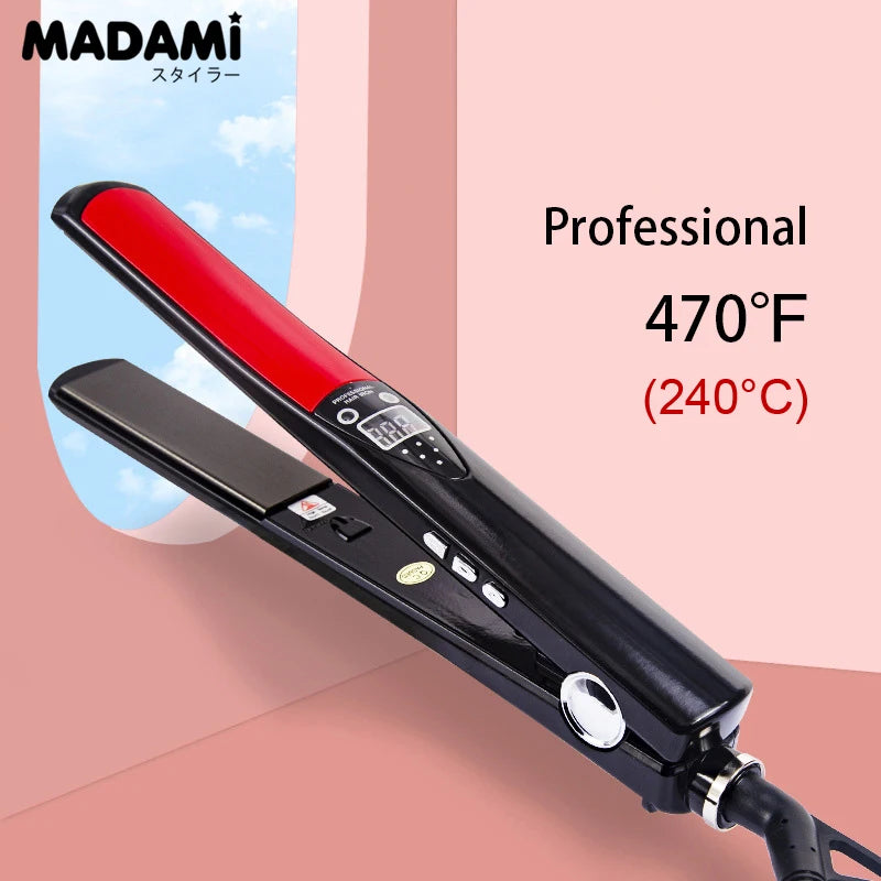 Professional Titanium Hair Straightener Flat Iron with 3D Floating Plates & High Heat