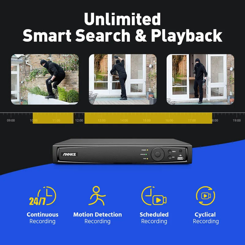 4K PoE Security Camera System 8-Channel NVR with 8MP and 12MP IP Cameras