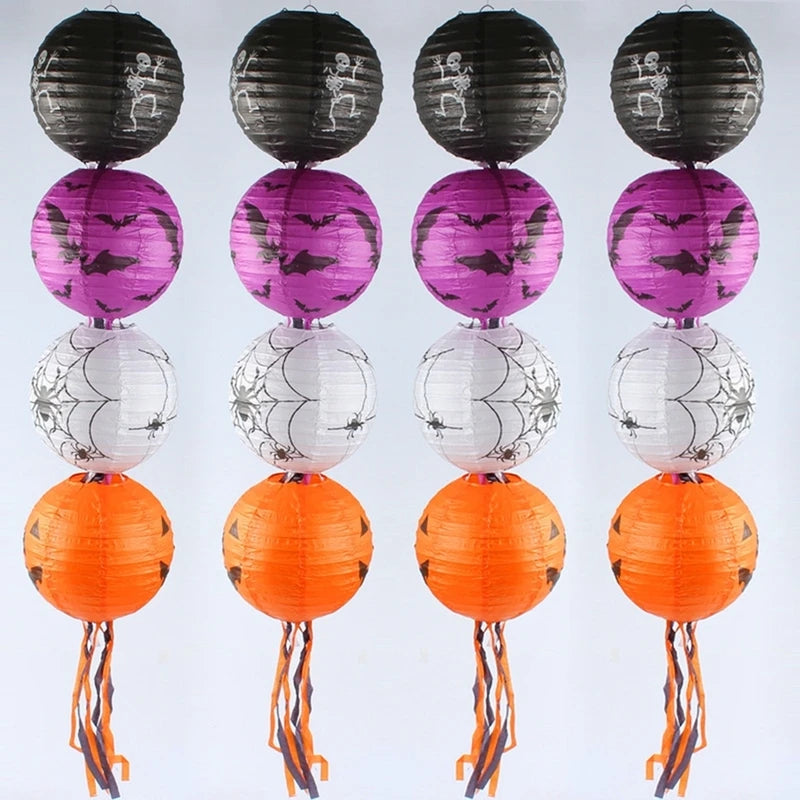Halloween Paper Lanterns Pumpkin Spider Bat Skeleton Party Decorations Outdoor Set