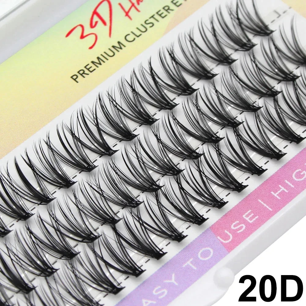 Premium Silk Cluster Eyelash Extensions - Natural Long 3D Volume Fake Lashes