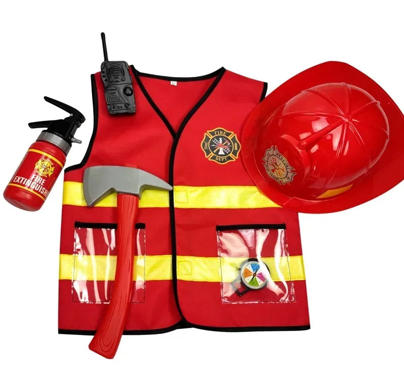 Kids Firefighter Costume Set - Little Fireman Halloween Carnival Dress Up