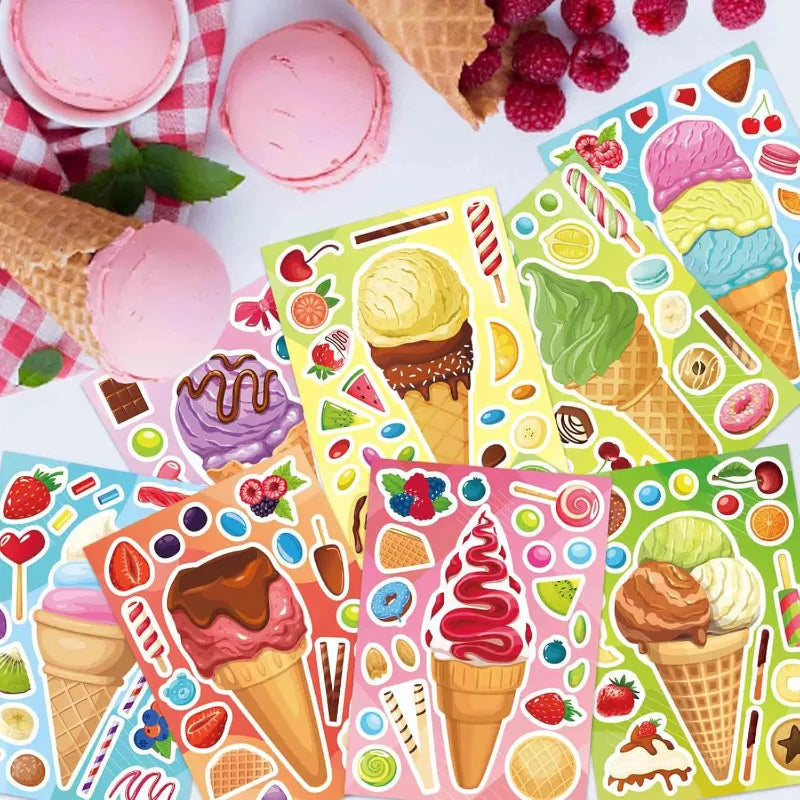 Ice Cream Dessert Stickers for Kids Kids Summer Party Decoration Set