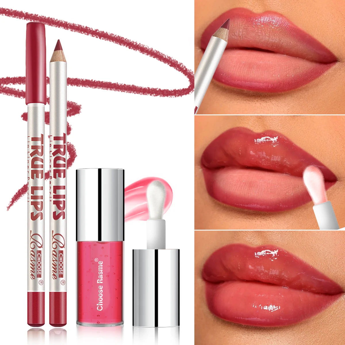 Lip Makeup Set - Lipliner & Lipgloss for Long-Lasting, Shaping & Moisturizing