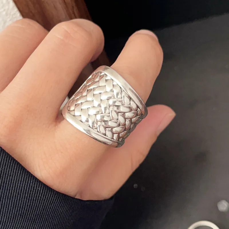 Adjustable Geometric Sterling Silver Rings for Women - Vintage Style Jewelry