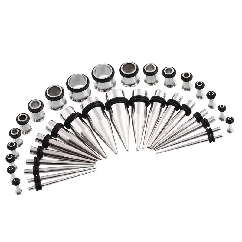 Stainless Steel Ear Stretching Taper Tunnel Starter Kit 36 Pieces 14G-00G