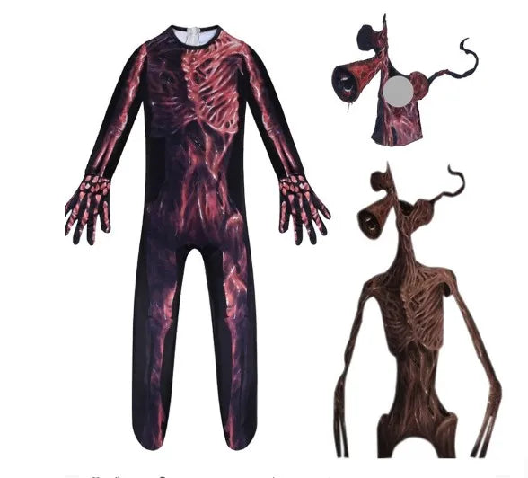Siren Head Cosplay Costume with Mask for Boys Girls Anime Fancy Dress Jumpsuit
