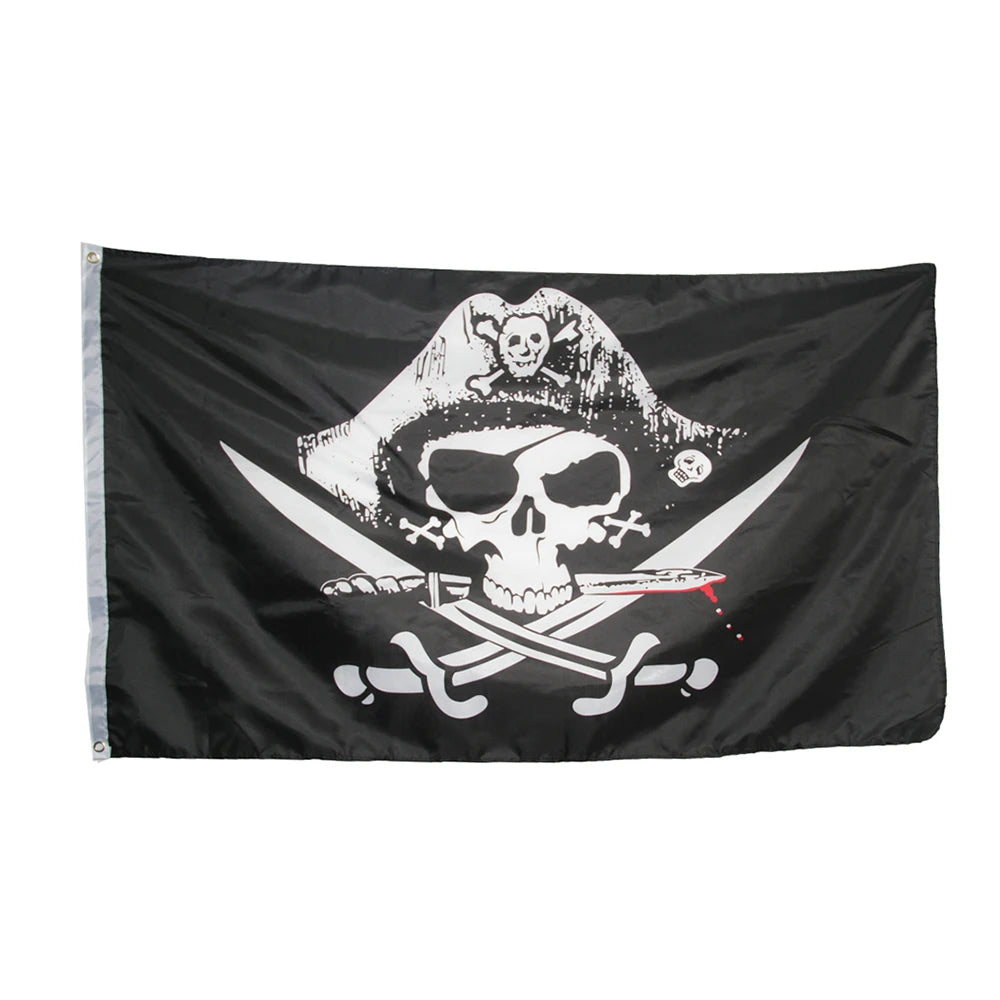 Pirate Flag Wall Banner Halloween Decoration Skull Crossbones Polyester Fabric