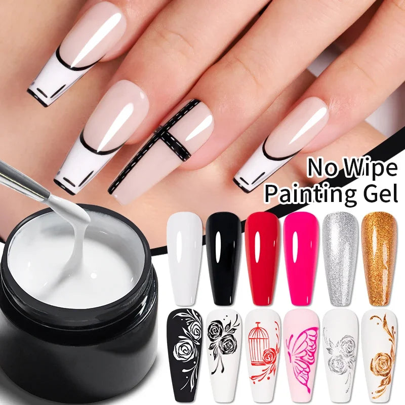 4-in-1 No Wipe Nail Art Gel Varnish Set - Multi-Color UV Gel Top Coat