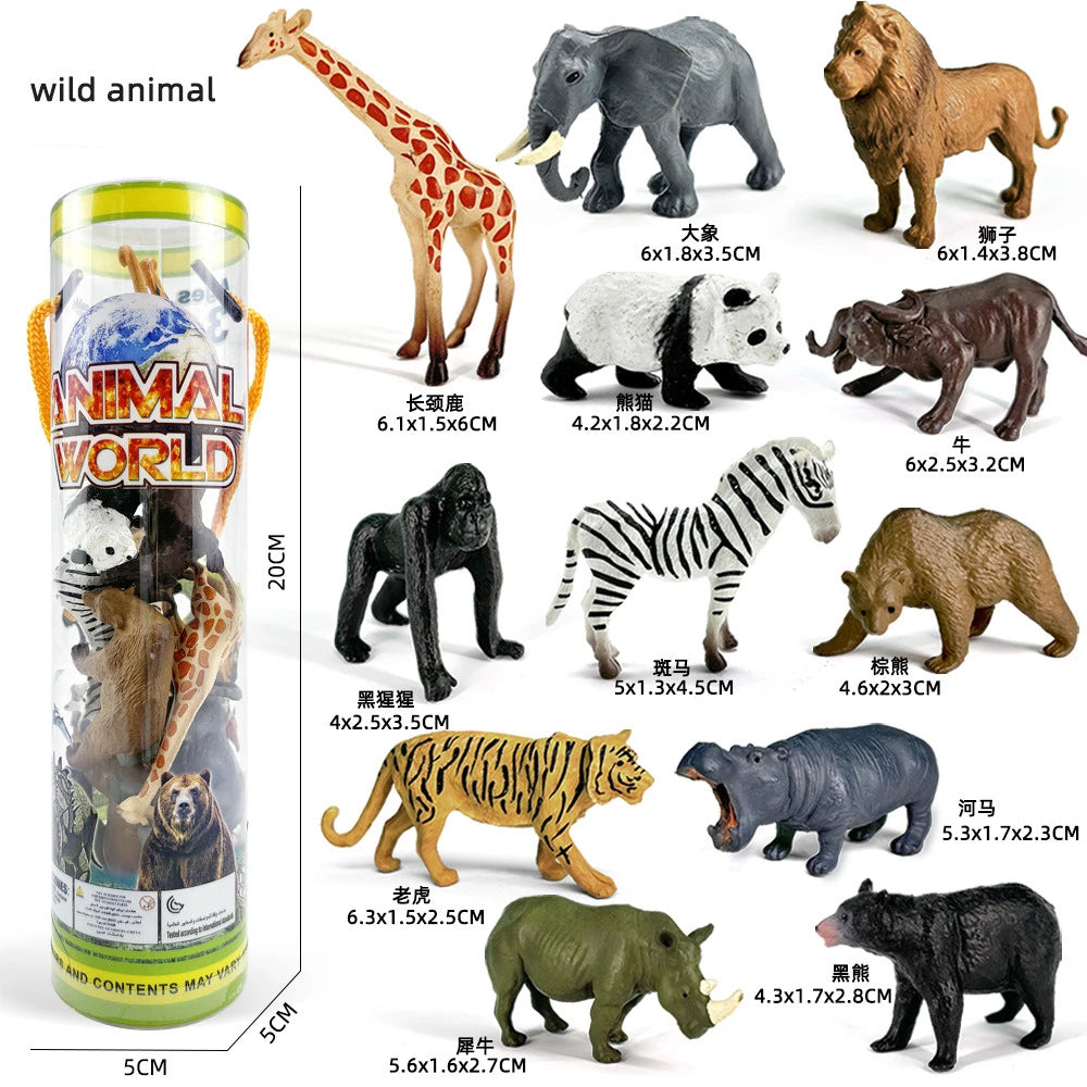 12-Piece Wild Animal Toy Set - Realistic Plastic Animal Models for Children