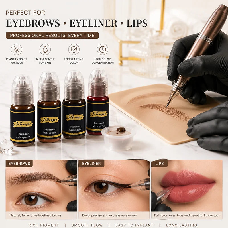 15ml Permanent Makeup Pigment Set for Microblading Eyebrow Lip & Eyeliner