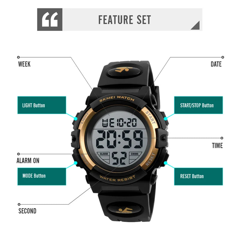 Kids Digital Sport Watch Waterproof LED Children’s Wristwatch - Multiple Colors