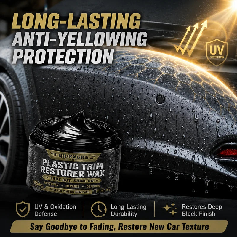 Car Plastic Trim & Bumper Restorer Wax - Scratch & Yellowing Protection