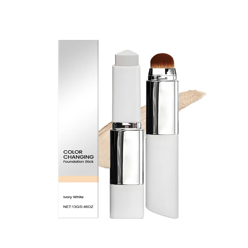 Two-in-One Color-Changing Foundation Stick - Lightweight, Full Coverage, Natural Finish, 13g