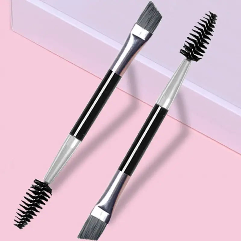 Double Ended Eyebrow and Eyelash Brush Set - Angled Brow & Spoolie