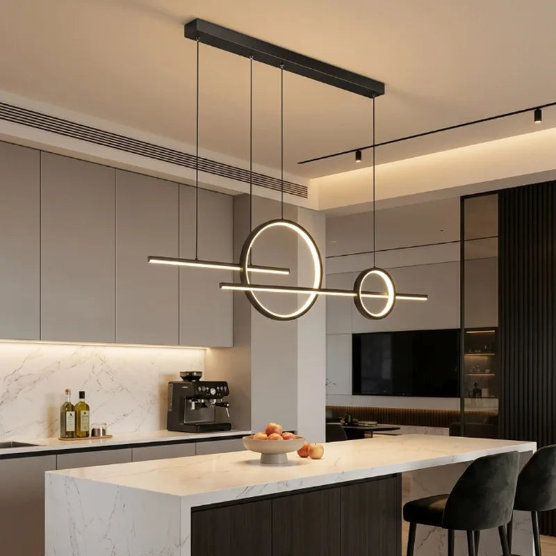 Dimmable LED Pendant Light for Living Room Kitchen Bar Hotel 110cm Black/White