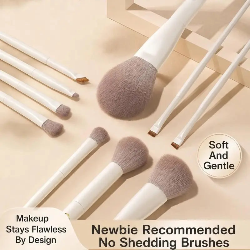10-Piece Makeup Brush Set with Nylon Bristles - Foundation, Blush, Eye, Powder