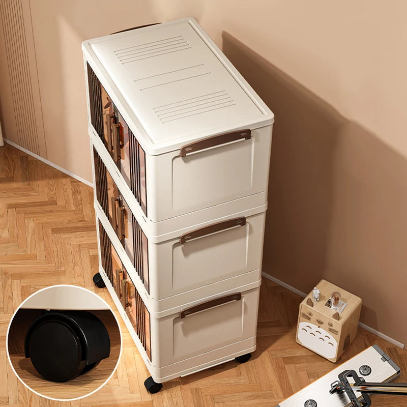 Multi-Functional Foldable Plastic Storage Cabinet with Doors 40cm - Various Colors