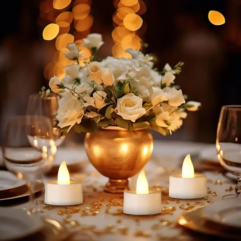 Flameless LED Tea Light Candles Set with Warm White Light for Holiday Decor