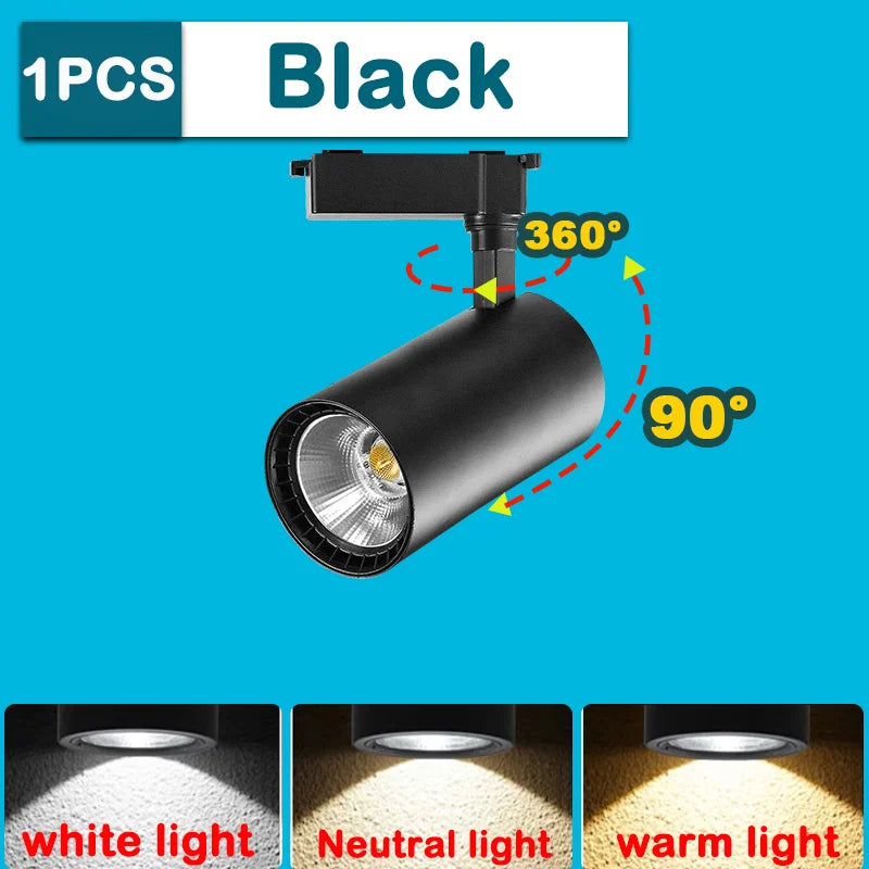 LED Track Light Ceiling Spotlight 12W-50W COB Rail Lamp for Living Room Shop