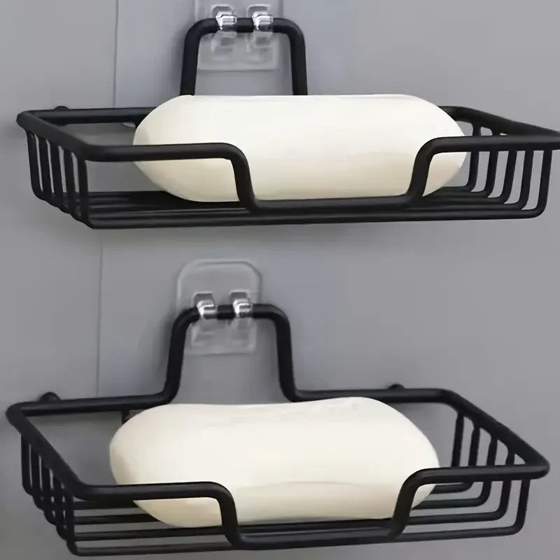 Stainless Steel Wall-Mounted Soap Dish with Drain Holes - No Drill Bathroom Decor