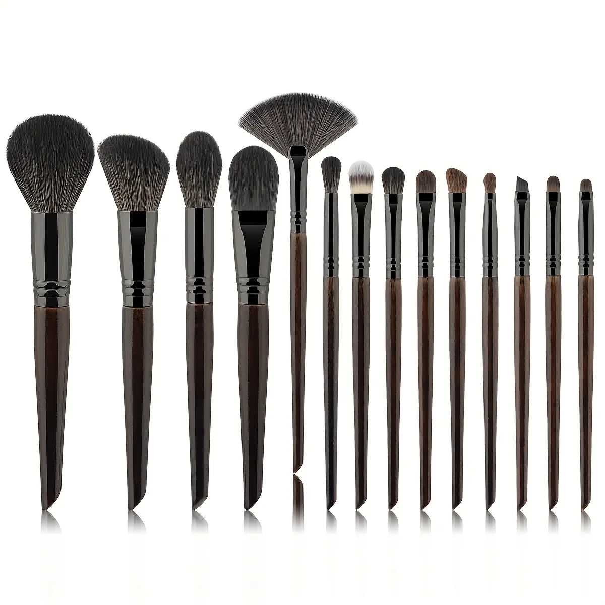 14-Piece Makeup Brush Set with Natural Hair - Professional Cosmetic Tools