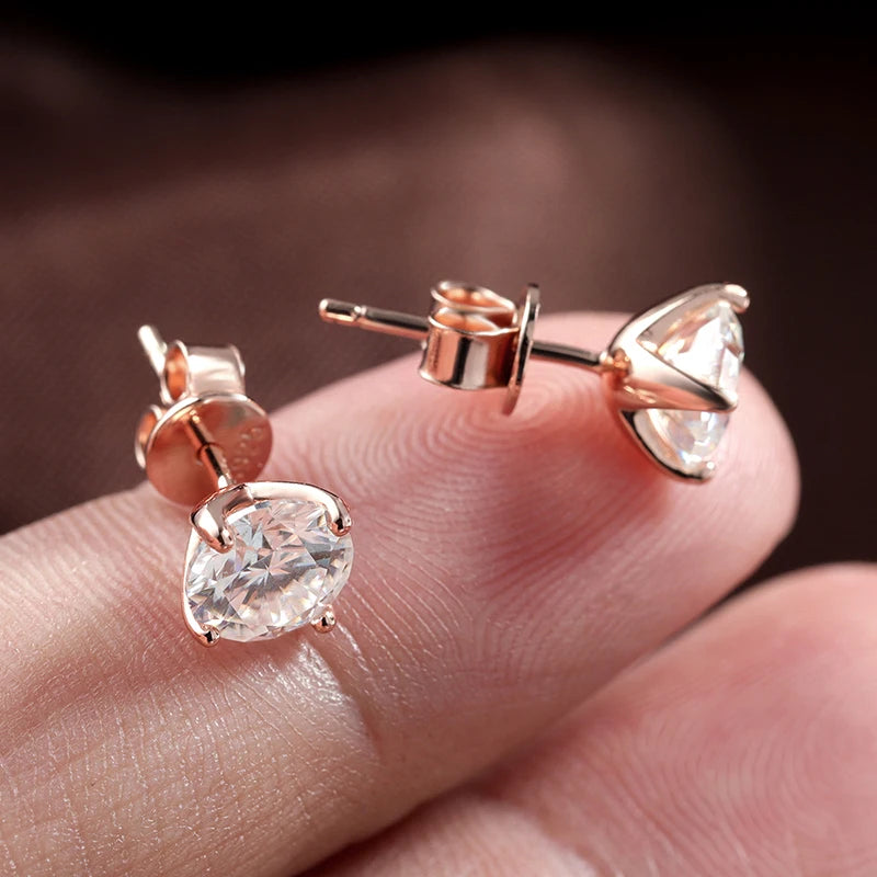 Sterling Silver Moissanite Stud Earrings for Women - Wedding & Bridal Jewelry