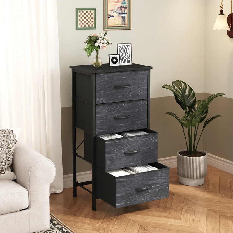 4-Drawers Fabric Storage Cabinet with Steel Frame for Living Room and Closet