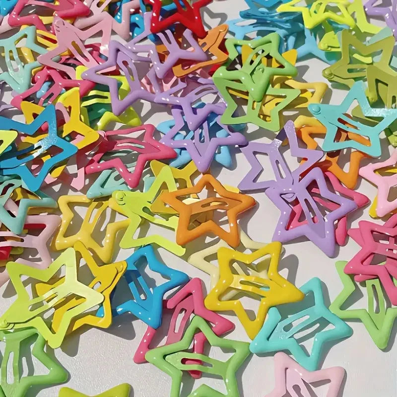 Star-Shaped Alloy Hair Clips Set - Lightweight Retro Hair Accessories for Daily Styling