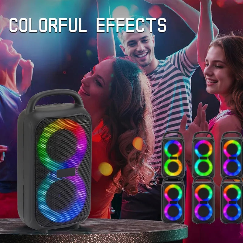 Portable Bluetooth Speaker with Microphone, LED Lights, Karaoke, Party Subwoofer