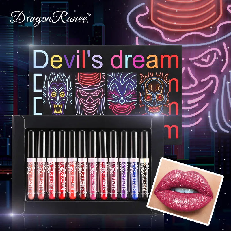 Long Lasting Waterproof Metallic Lip Gloss Set - Shiny Glitter Lipstick