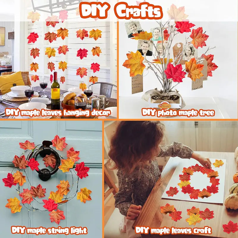 Artificial Maple Leaves Autumn Leaf Garland for Fall Halloween Thanksgiving Party Decor
